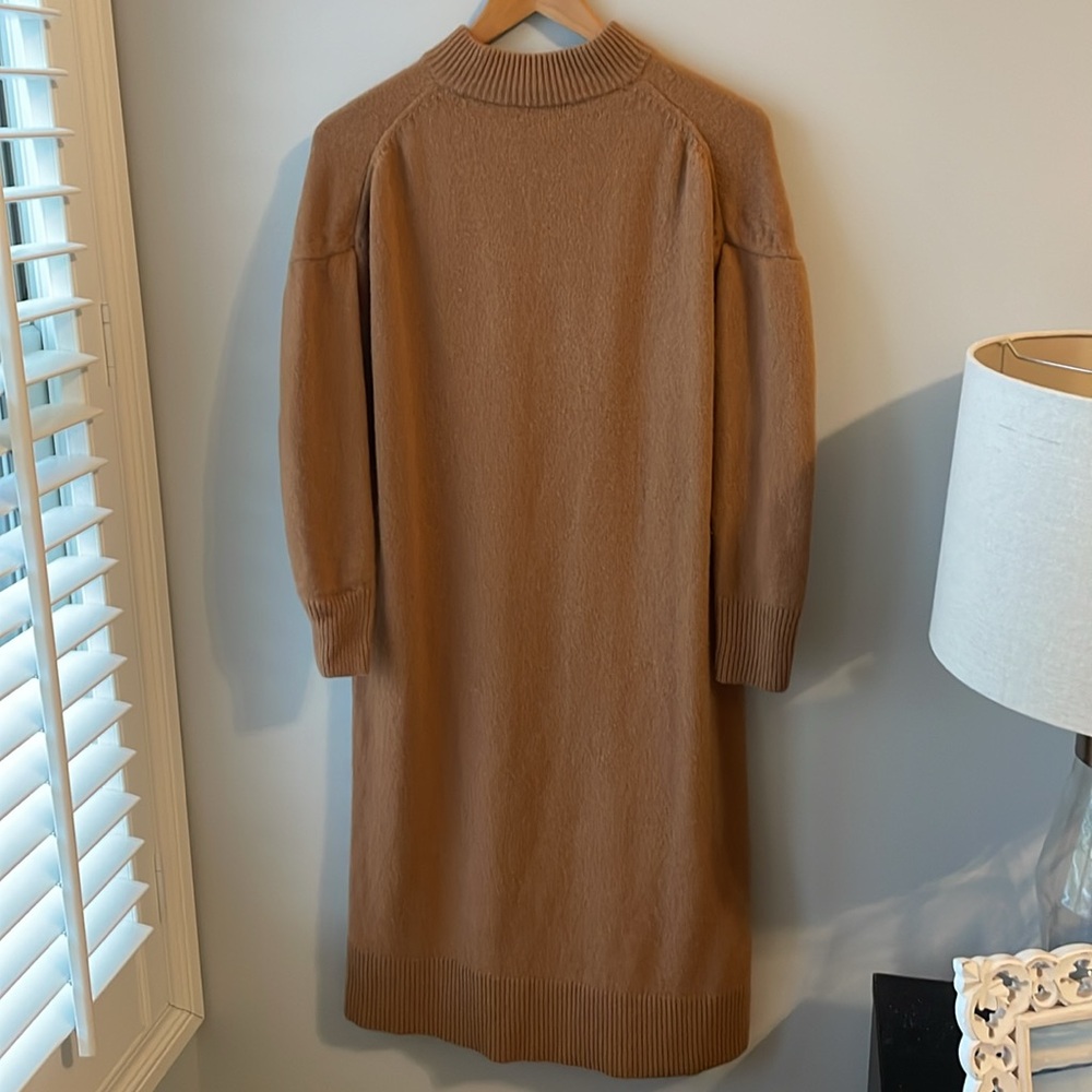 Madewell Camel Long Sleeve Knit Midi Dress in Recycled Cashmere - Picture 9 of 15
